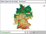 Aufgabenbild Therapiemodul Geografie: Karte Deutschland StÃ¤dte